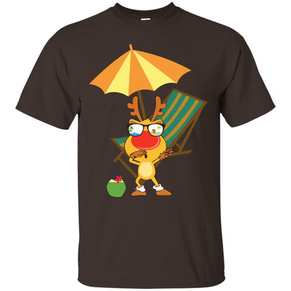 Dabbing Reindeer With Sunglasses Celebrate Xmas In July 2018 Shirt Dark Chocolate