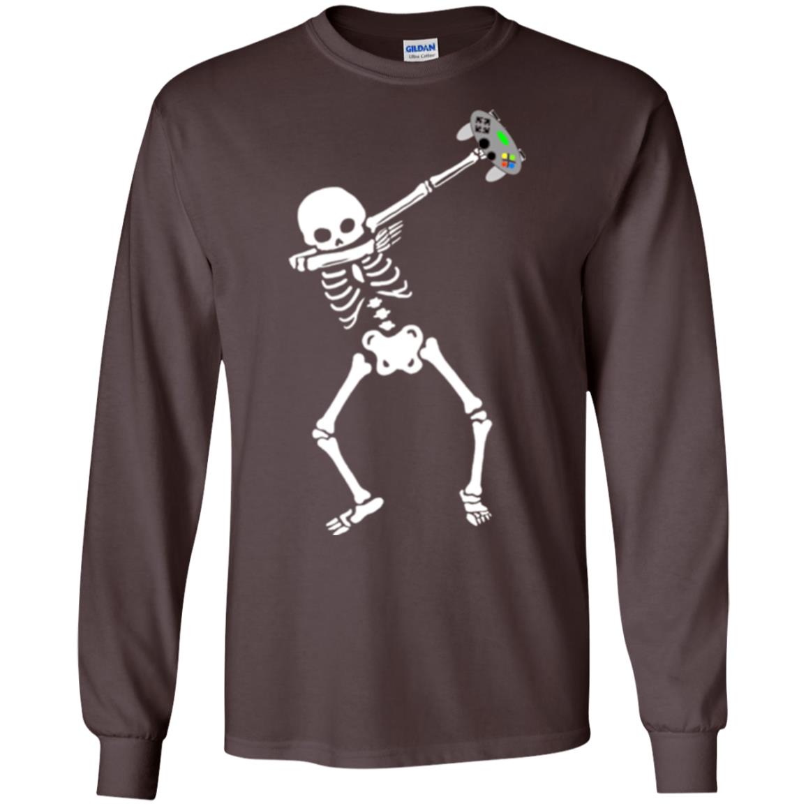 Gamer T-shirt Dabbing Skeleton Dark Chocolate