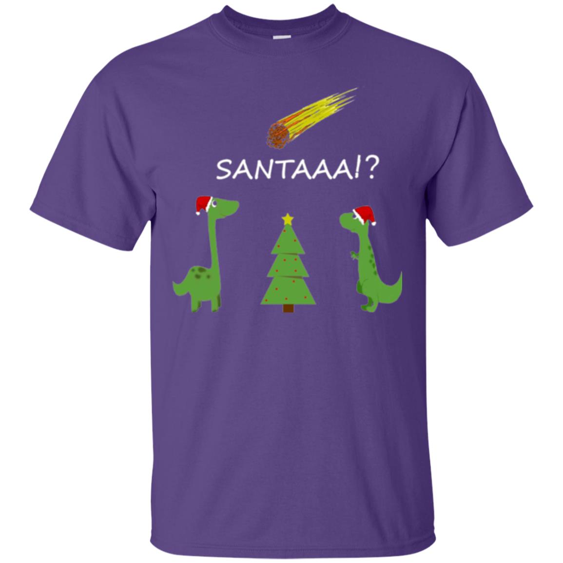 Christmas T-shirt Funny Dinosaus Santaaa Purple