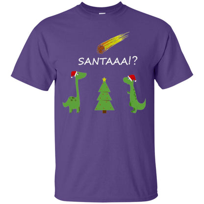 Christmas T-shirt Funny Dinosaus Santaaa Purple