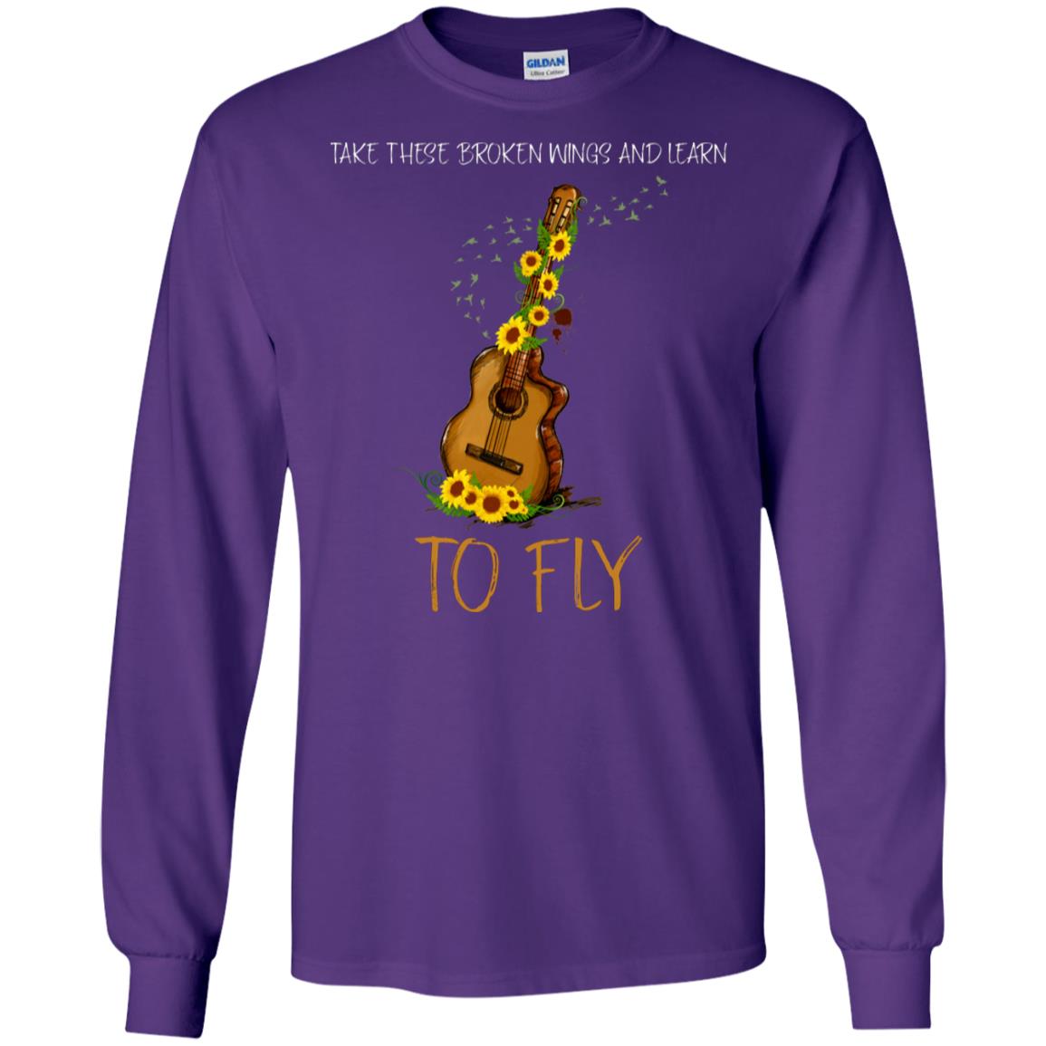 Take These Broken Wings And Learn To Fly Guitar Quote Shirt Purple