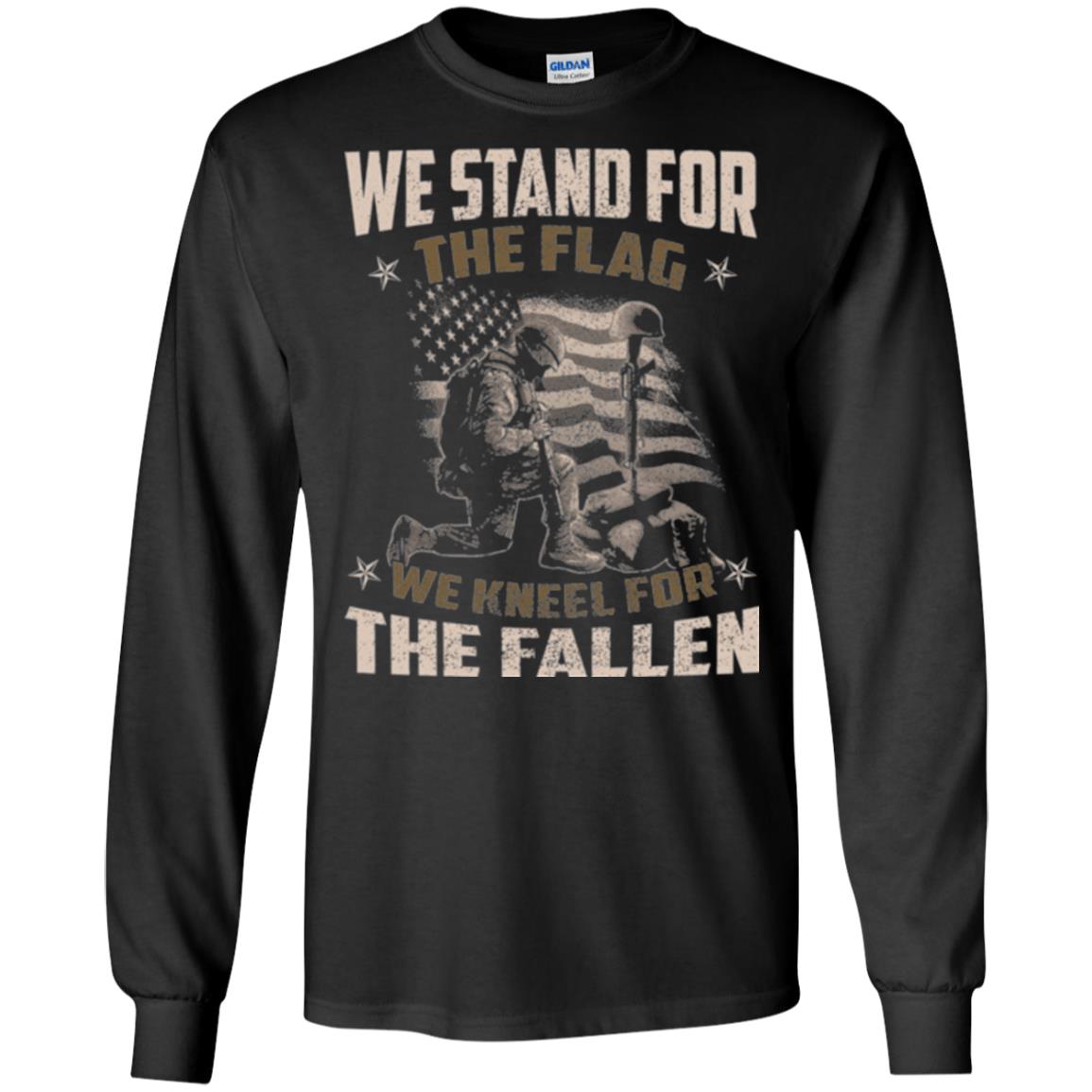 Veteran T-shirt We Stand For The Flag, We Kneel For The Fallen Black