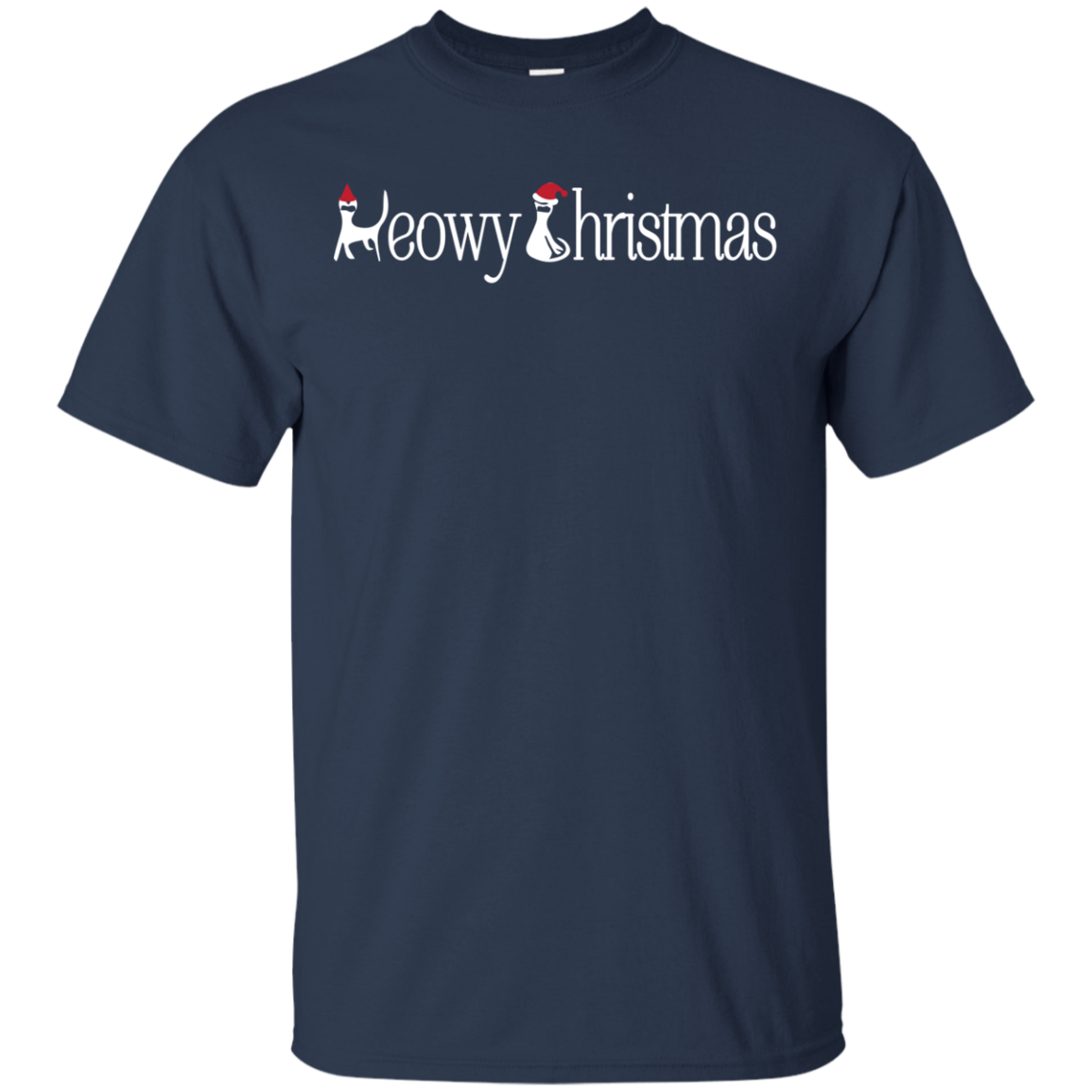 Christmas T-shirt Meowy Christmas Navy