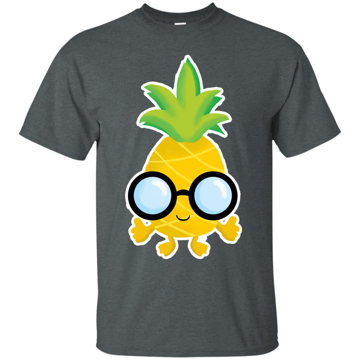 Funny Pineapple With Glasses For Boys Mens Shirt Dark Heather