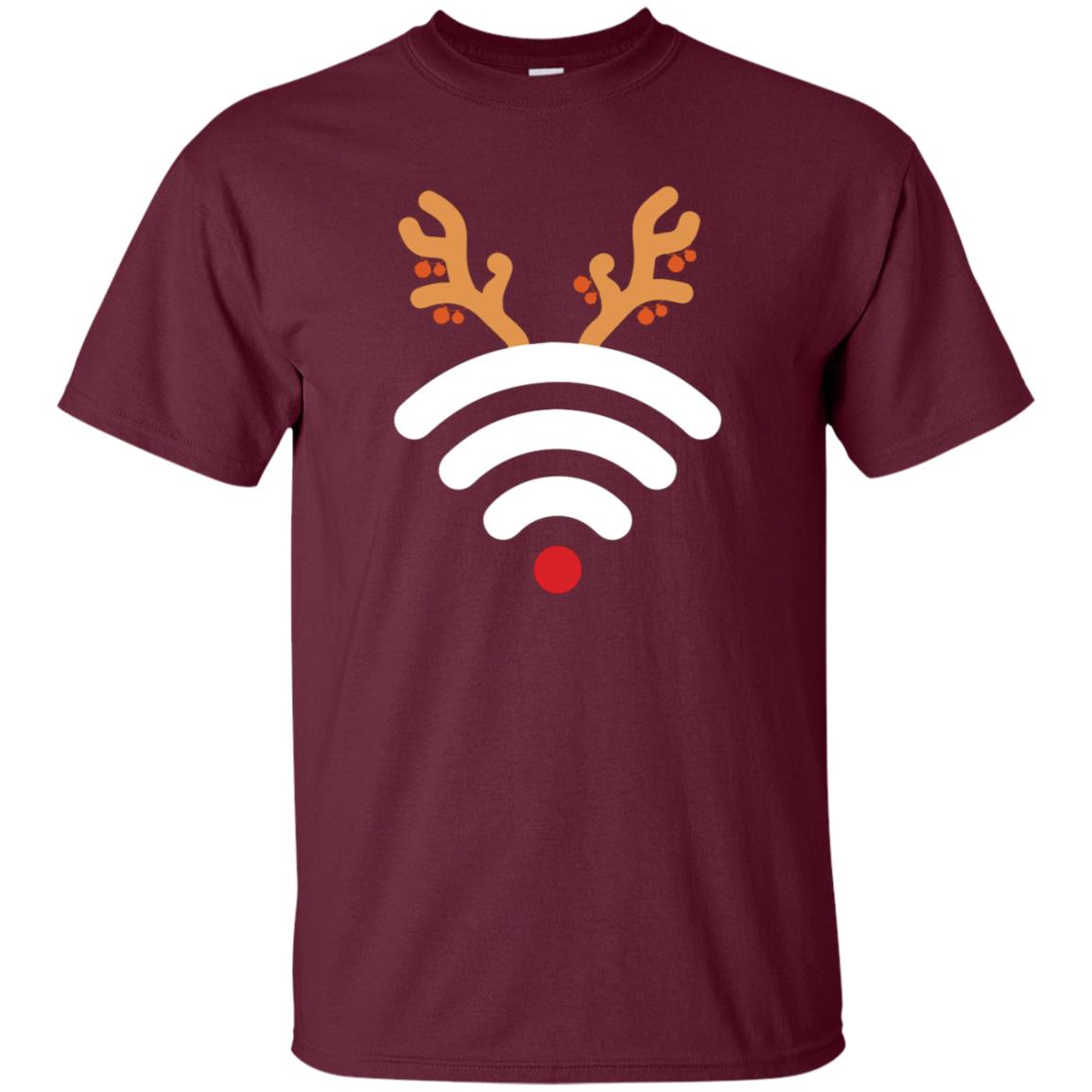 Wifi Signal Symbol Icon Reindeer X-mas Gift Shirt Maroon