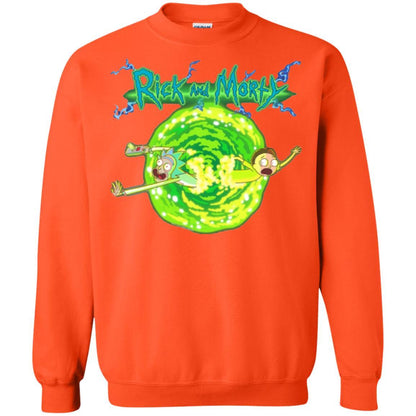 Rick Morty T-shirt Portal Glow Lightning Logo Orange