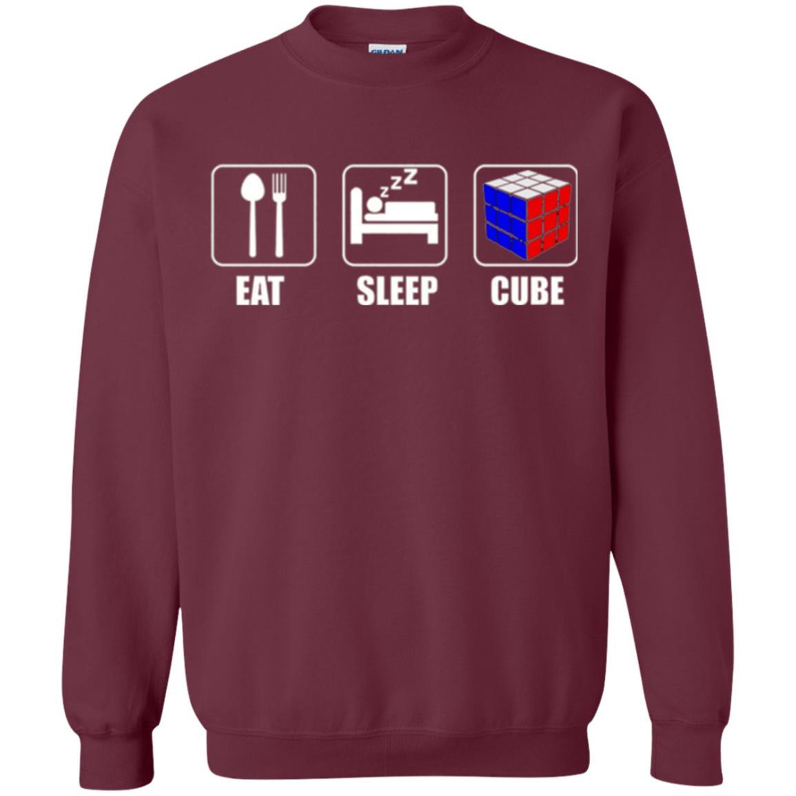 Rubik Lover T-shirt Eat Sleep Cube T-shirt Maroon