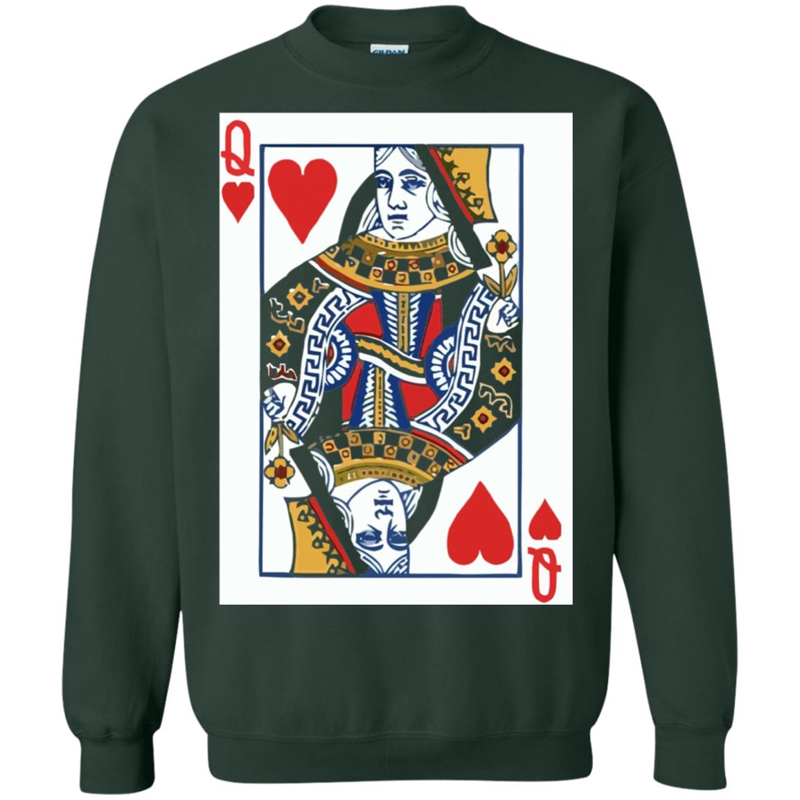 Valentines Day T-shirt Queen Of Hearts Cards Couple Forest Green