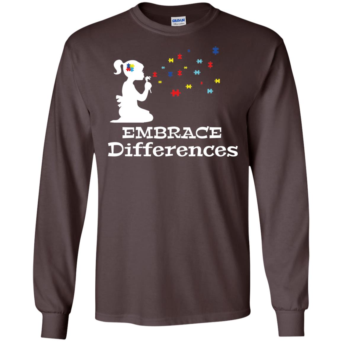 Embrace Differences Autism Awareness T-shirt Dark Chocolate