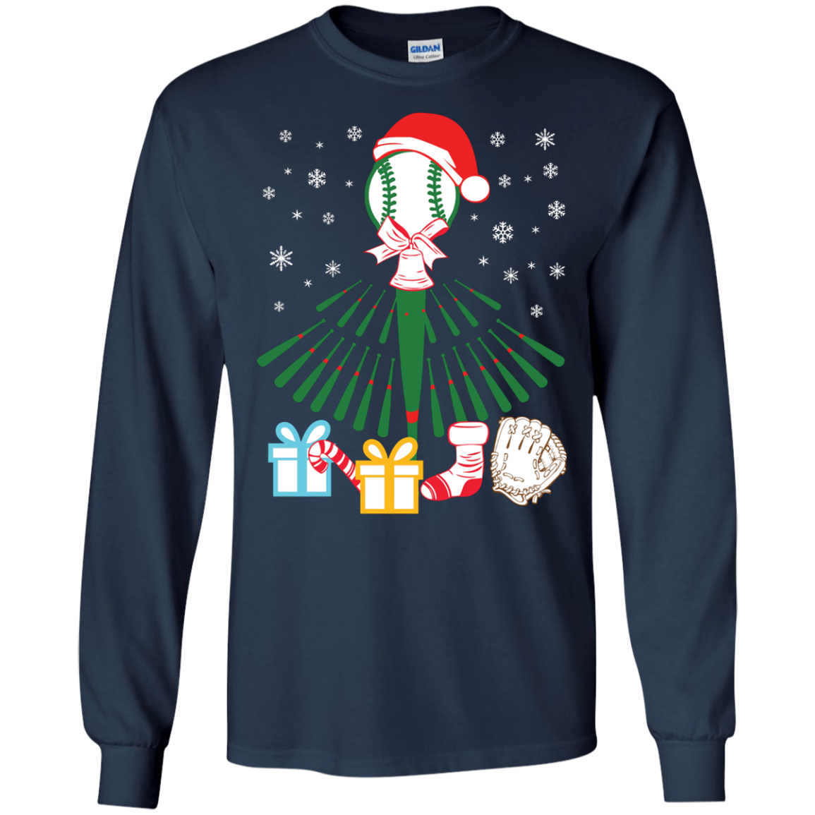 Baseball Christmas T-Shirt Navy