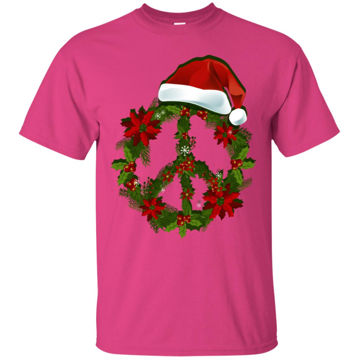 Peace Sign Christmas Wreath Gift Shirt For Men Women Kids Heliconia