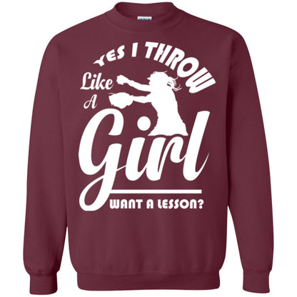 Softball T-shirt Yes I Throw Like A Girl Want A Lesson Maroon