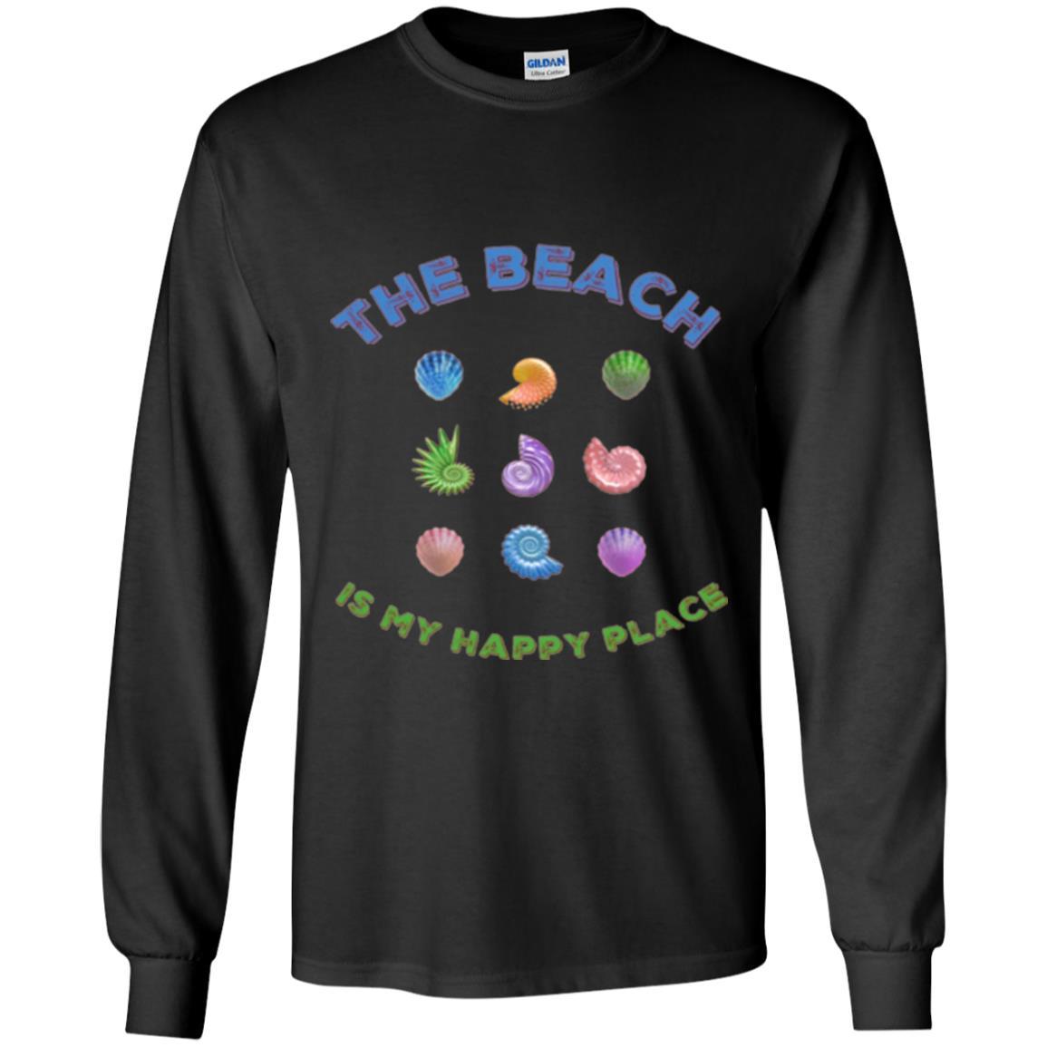Shell T-shirt The Beach Is My Happy Place Black