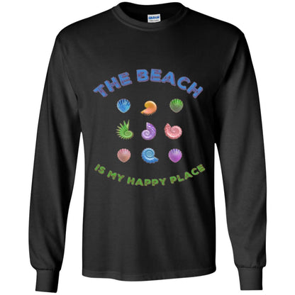 Shell T-shirt The Beach Is My Happy Place Black
