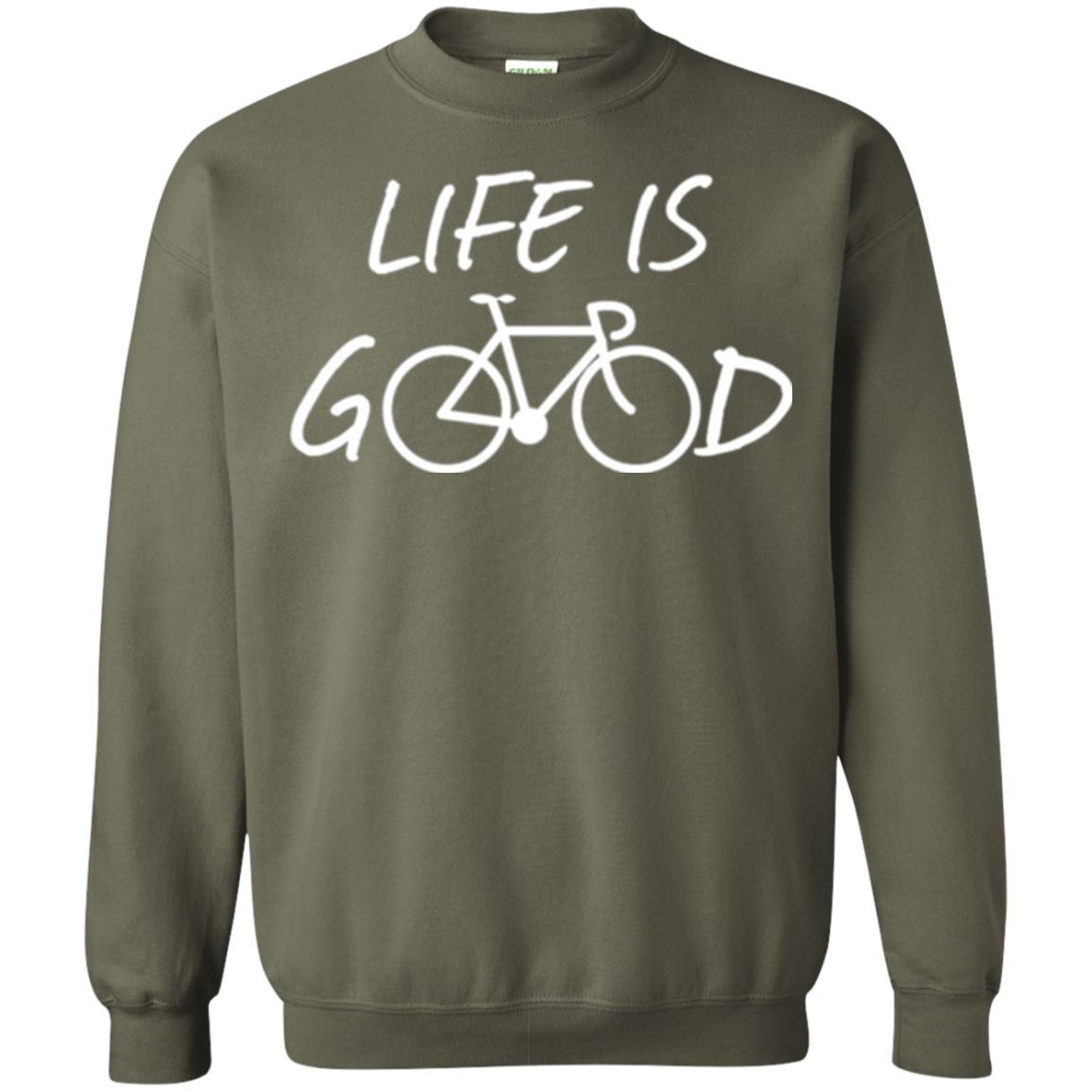Bicycle T-shirt Life Is Good T-shirt Military Green