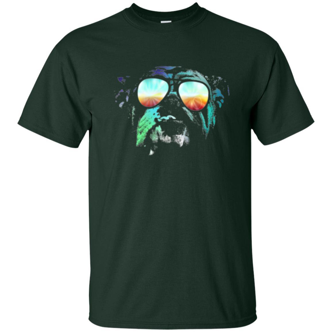 Pitbull Lover T-shirt English Bulldog Neon Dog T-shirt Forest Green
