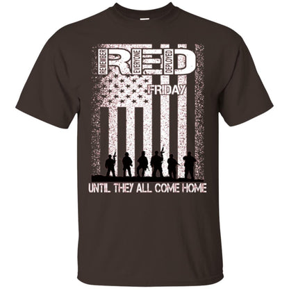 Red Friday Military T-shirt Untill They All Come Home Dark Chocolate