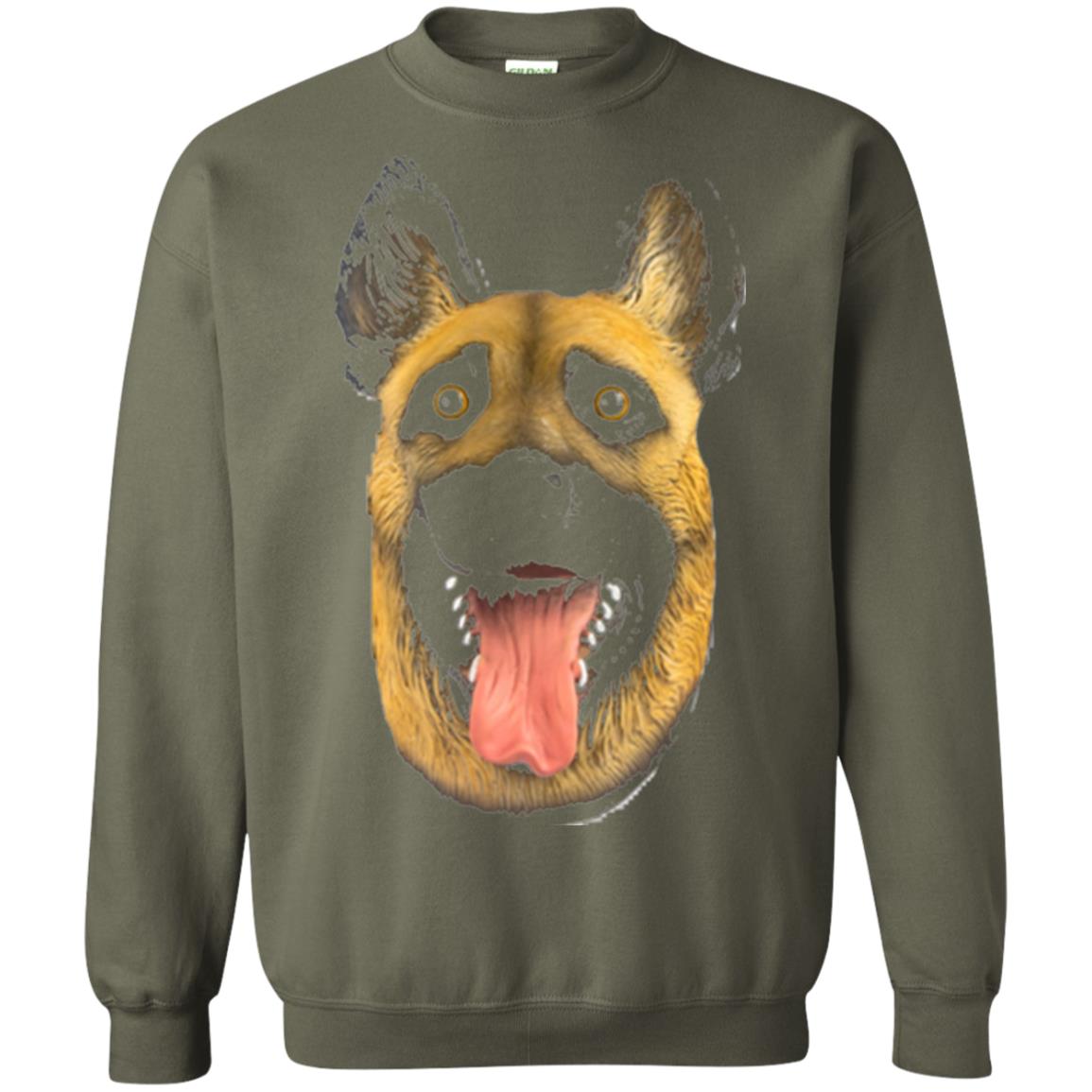 Dog Lover T-shirt Creepy Dog Head T-shirt Military Green