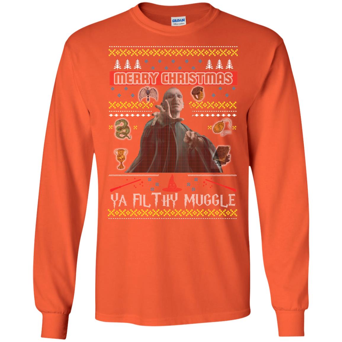 Merry Christmas Ya Filthy Muggle Harry Potter Fan T-shirtG240 Gildan LS Ultra Cotton T-Shirt