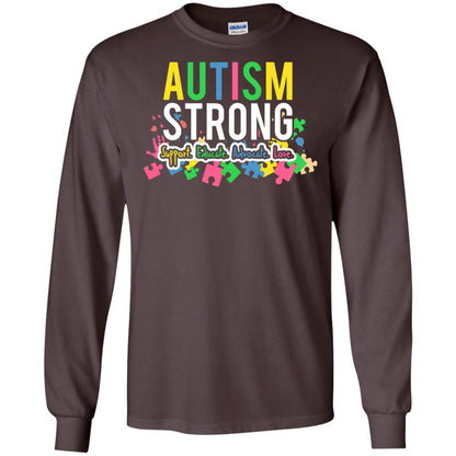 Autism Strong Support Educate Advocate Love Autism Awearness T-shirt Dark Chocolate