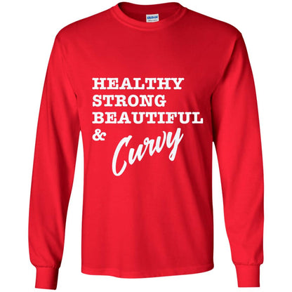 Bold Exercise T-shirt Healthy Strong Beautiful And Curvy Red