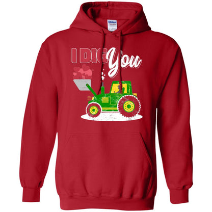 Farmer Valentines Day T-shirt Farm Tractor I Dig You Red