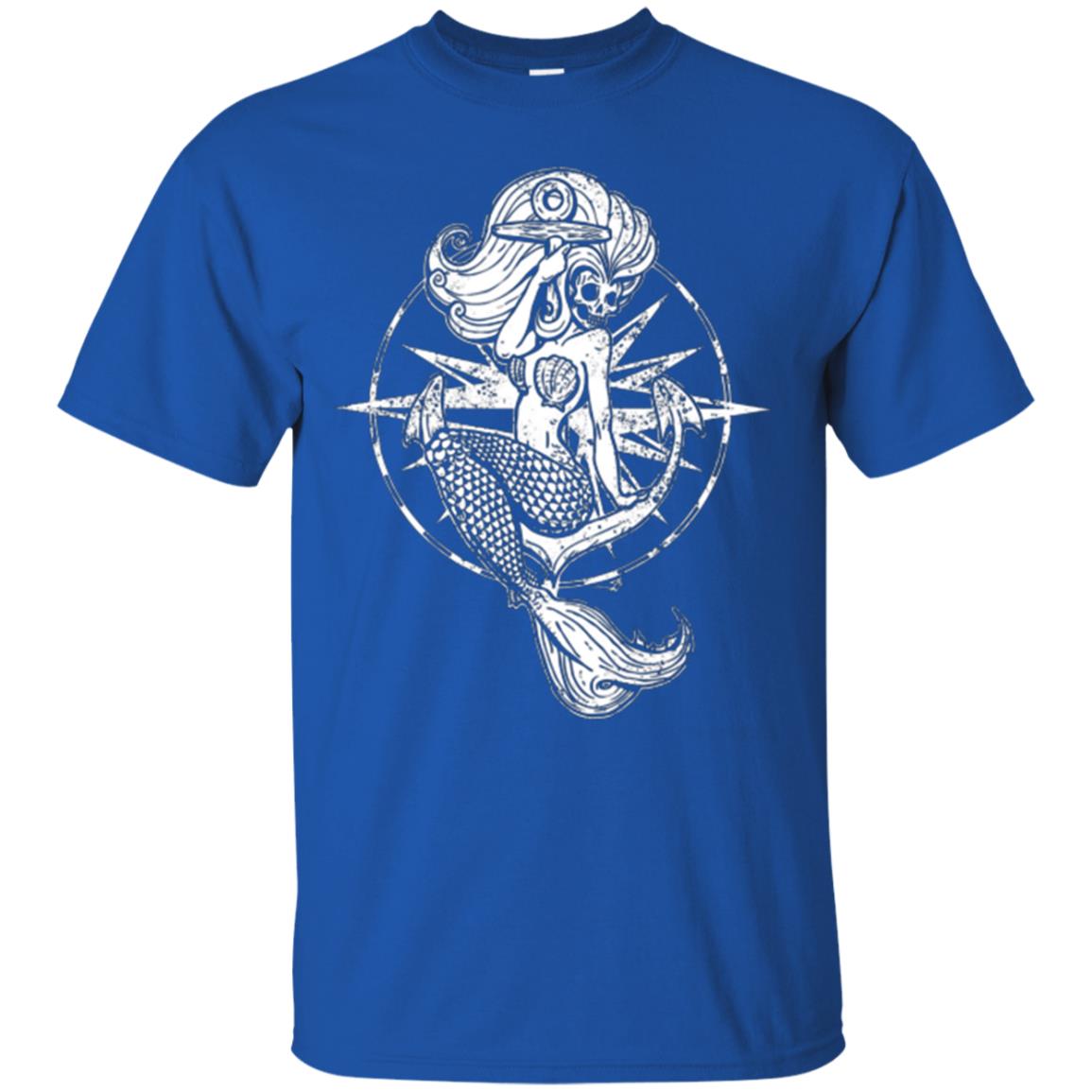 Mermaid Lover T-shirt Skull Mermaid Royal