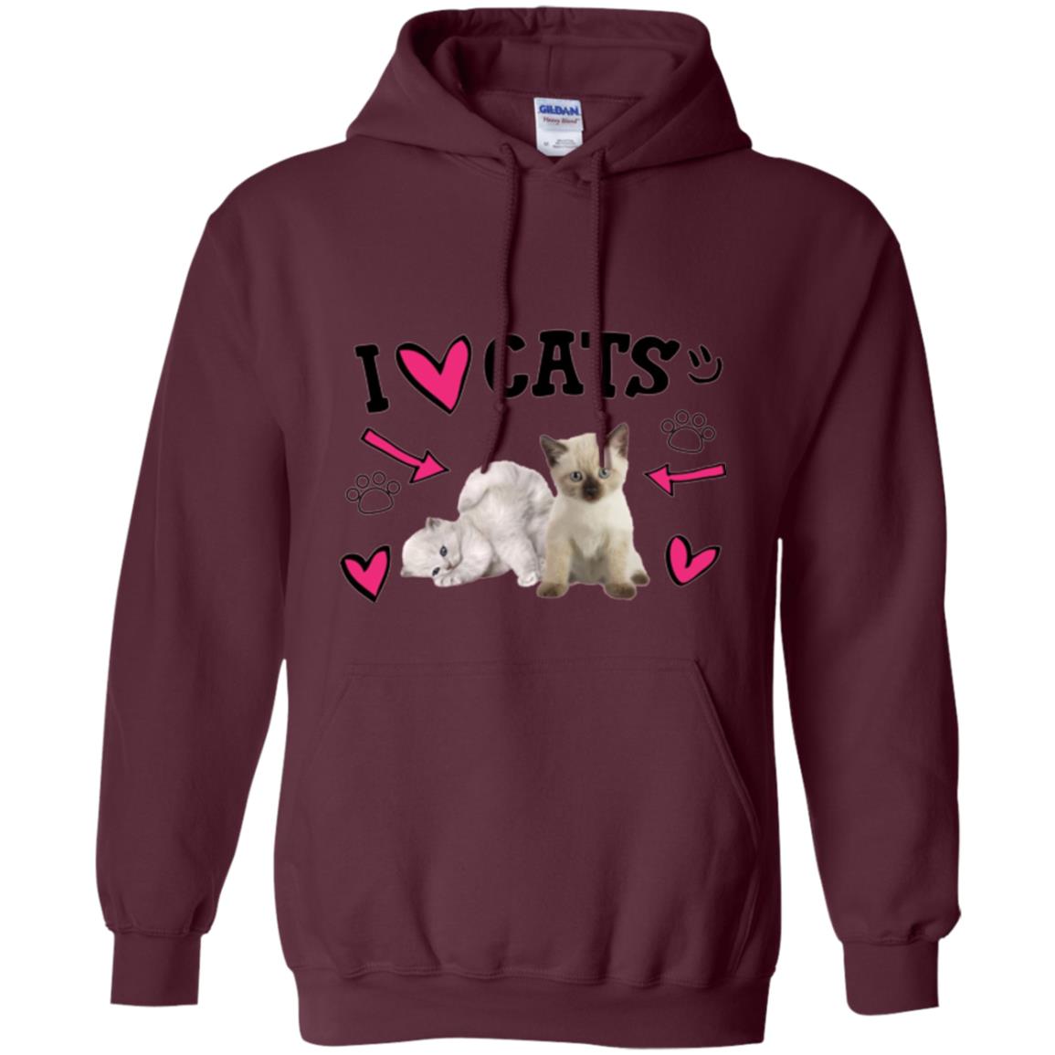 Cat Lover T-shirt I Love Cats Maroon