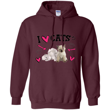 Cat Lover T-shirt I Love Cats Maroon