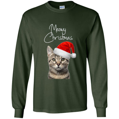 Cat Lovers T-shirt Merry Christmas Forest Green