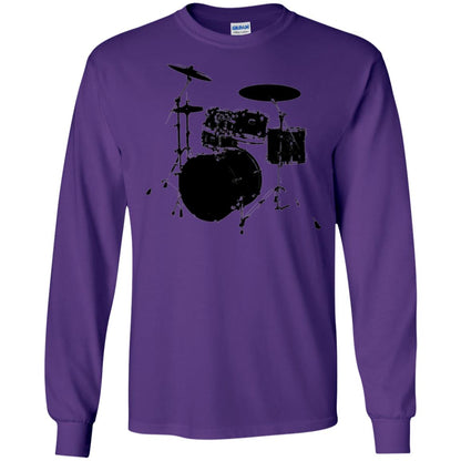 Drum Lovers T-shirt Drum Kit Stencil Print Purple