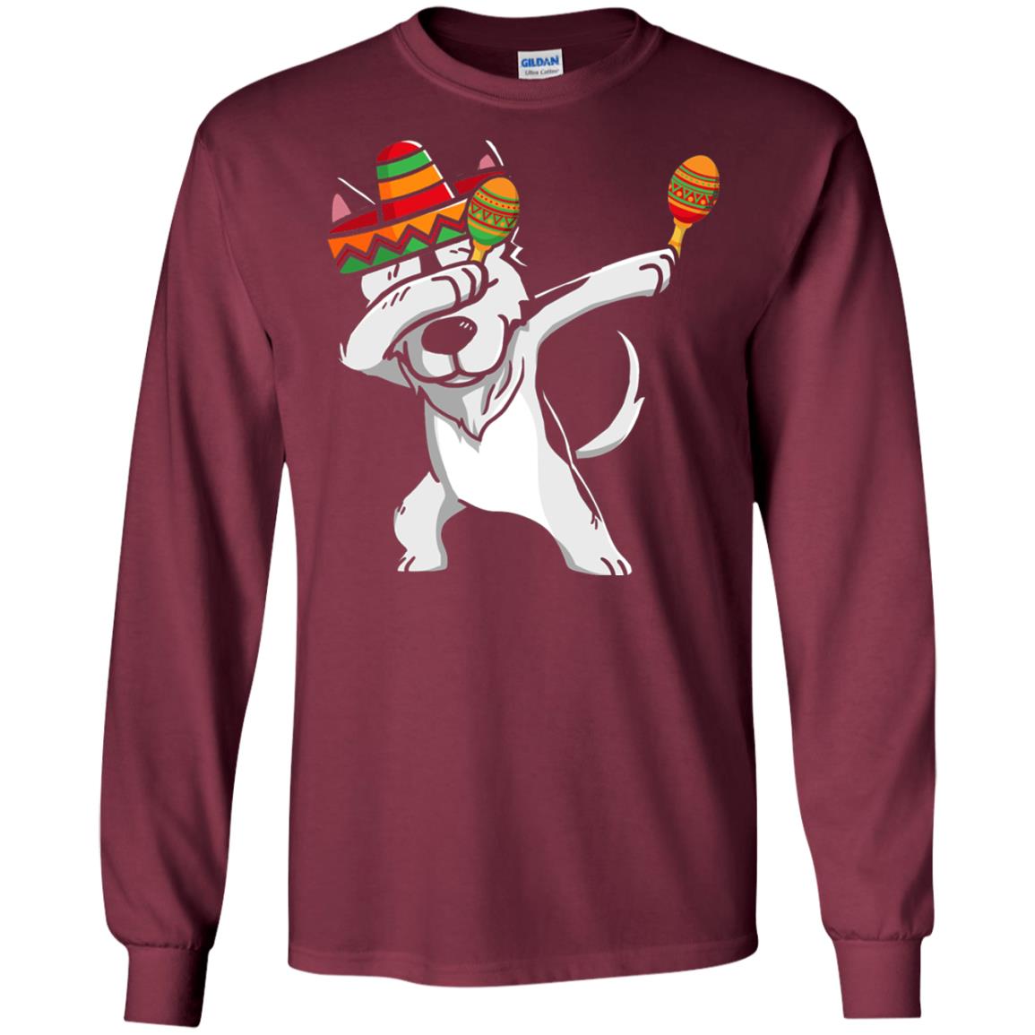 Dabbing Husky Funny Cinco De Mayo T-shirt Maroon
