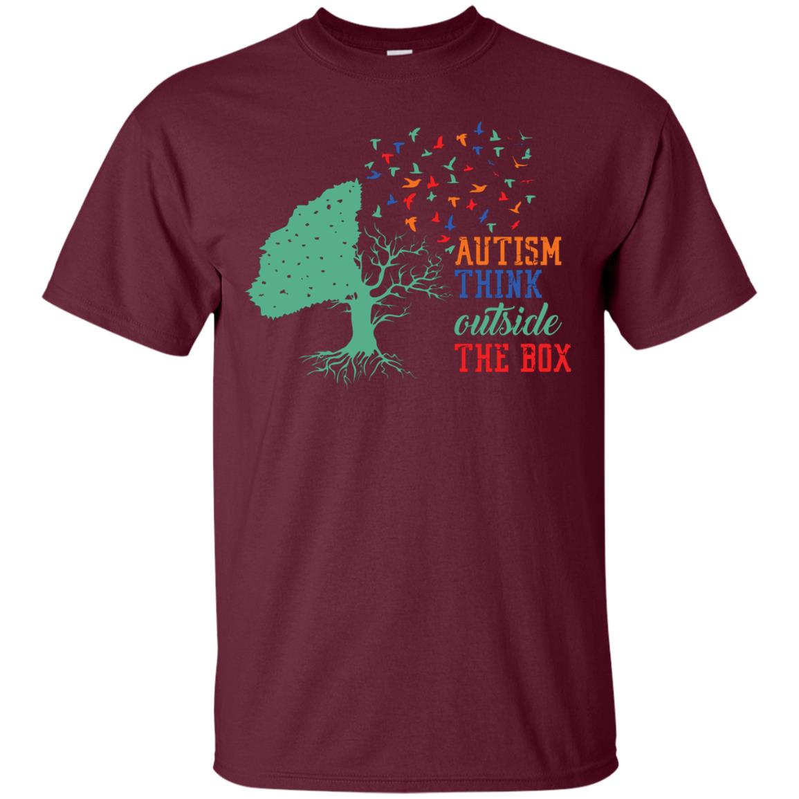 Autism Think Outside The Box Autism Awearness T-shirt Maroon