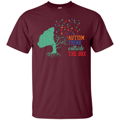 Autism Think Outside The Box Autism Awearness T-shirt Maroon