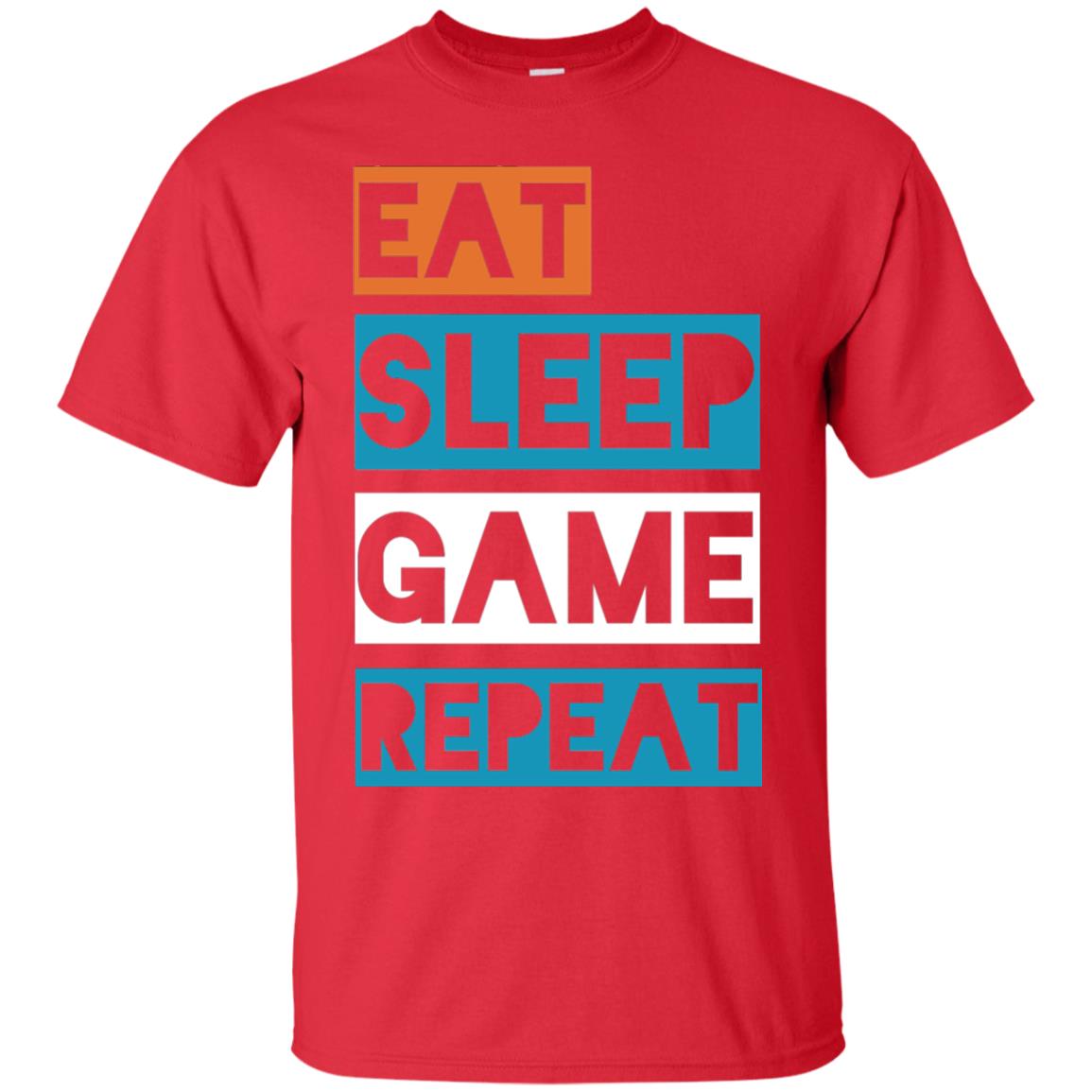 Eat Sleep Game Repeat Video Gamer Player T-shirt Red
