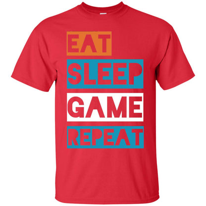 Eat Sleep Game Repeat Video Gamer Player T-shirt Red
