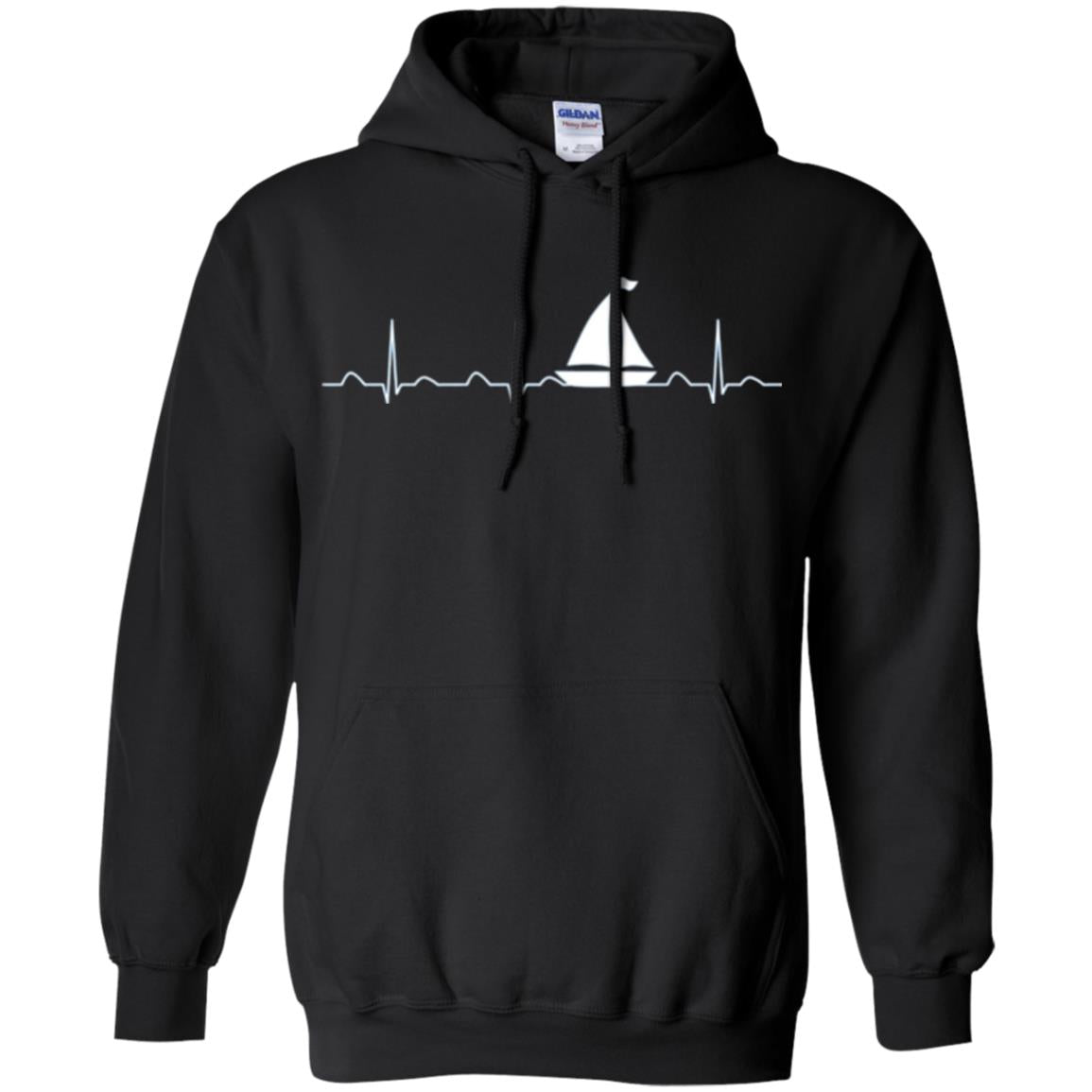 Boating Sailor T-shirt Heartbeat Black