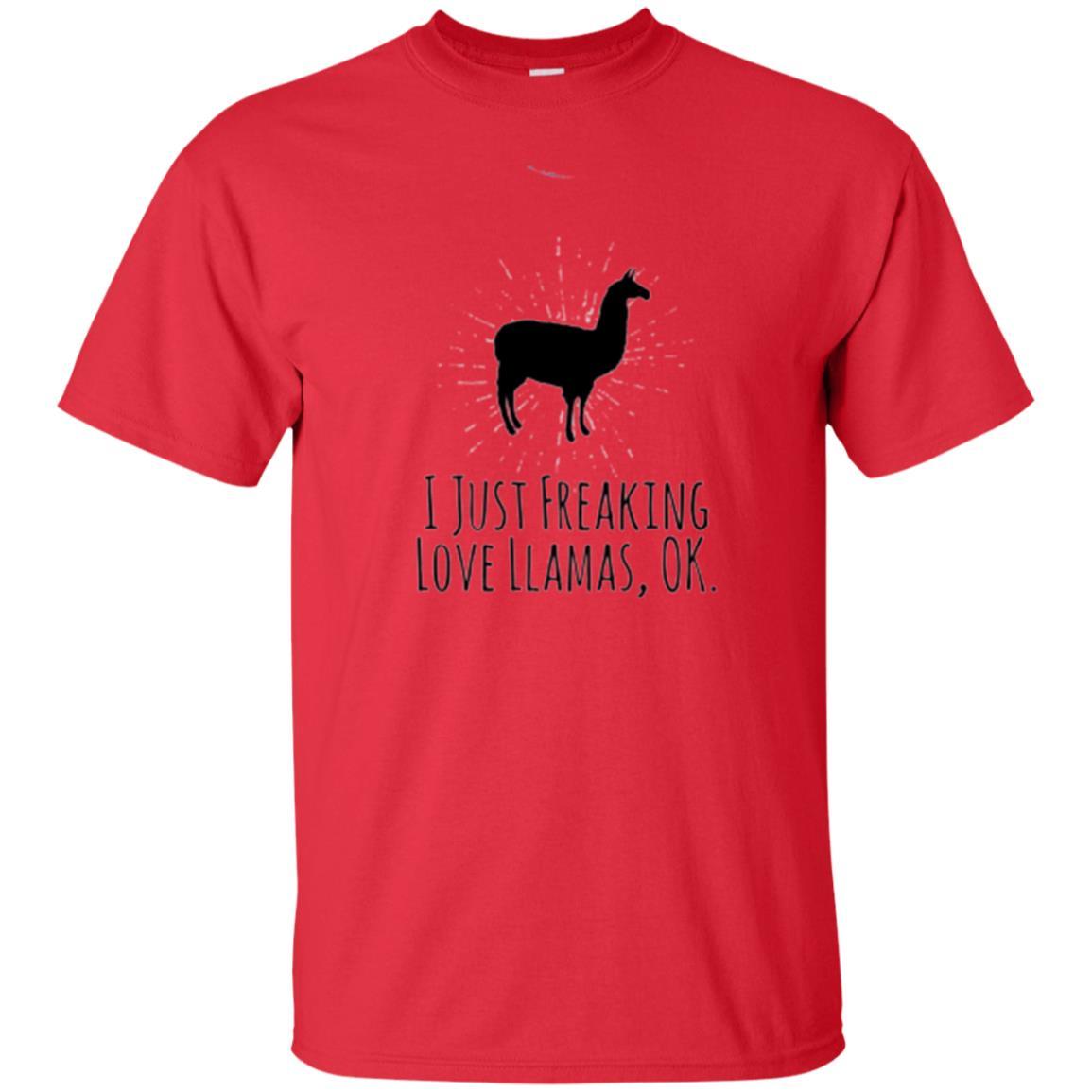 Llama Lover T-shirt I Just Freaking Love Llamas Ok Red