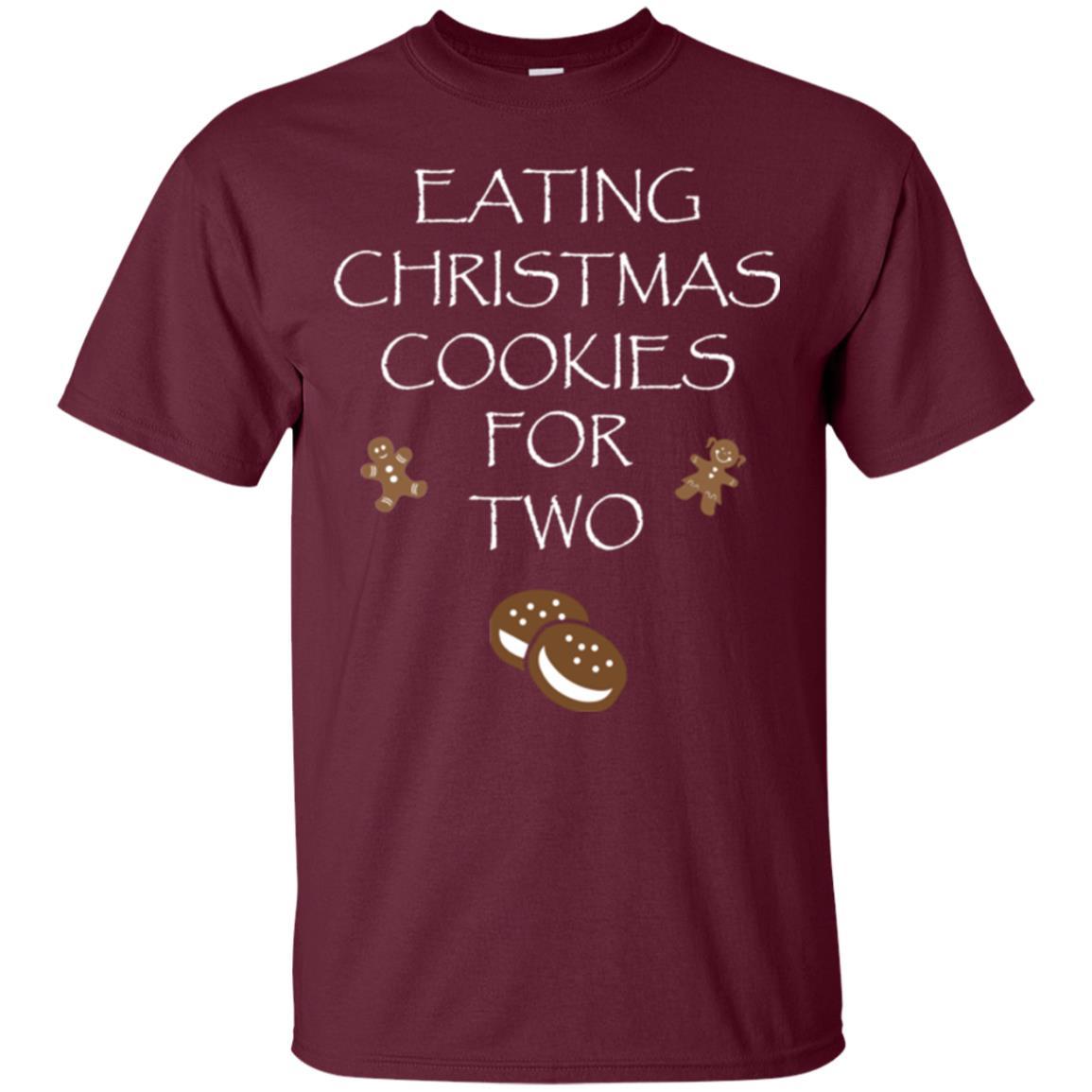 Christmas T-shirt Eating Christmas Cookies For Two Maroon