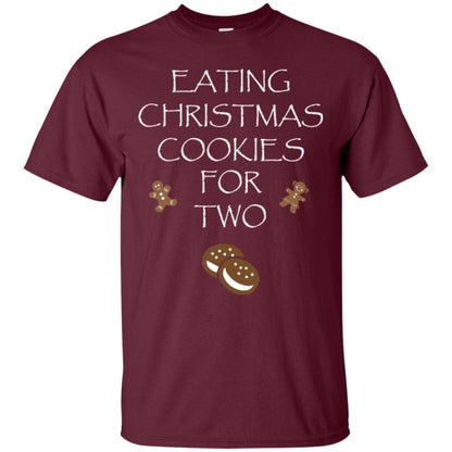 Christmas T-shirt Eating Christmas Cookies For Two Maroon