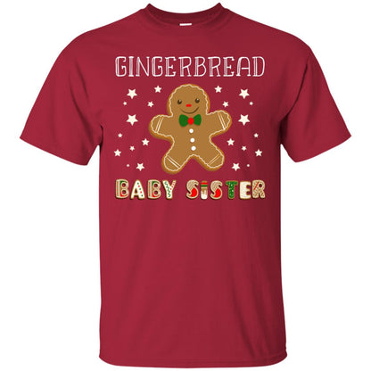 Gingerbread Baby Sister X-mas Gift Family Shirt For Girls Cardinal