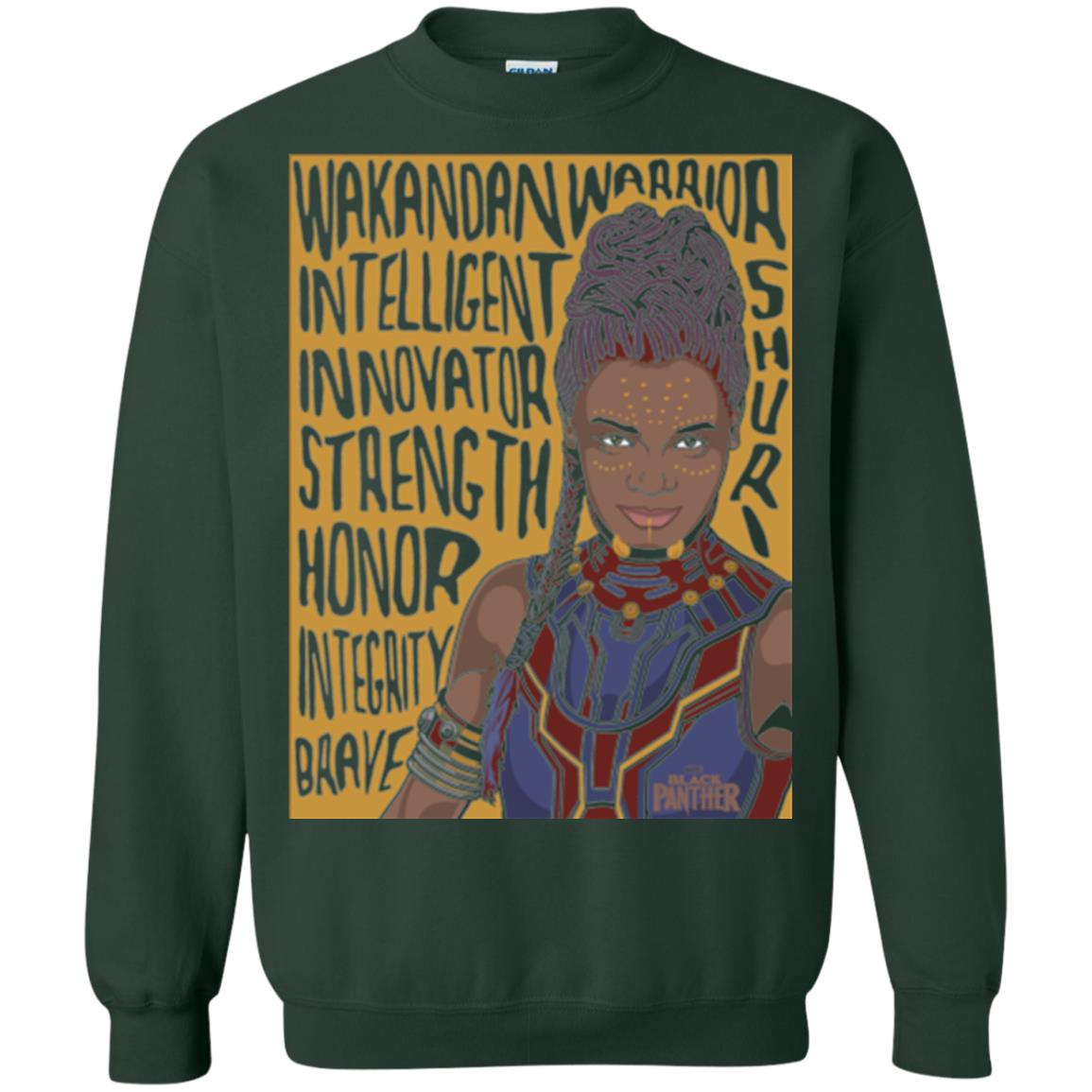 Black Panther Movie Shuri Word Art T-shirt Forest Green
