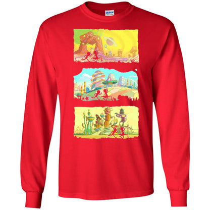 Movie T-shirt Running Silhouettes On Alien Land Red