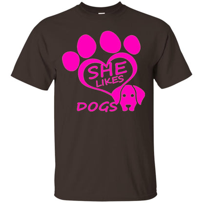 Dog Lovers Shirt She Likes Dogs Dark Chocolate