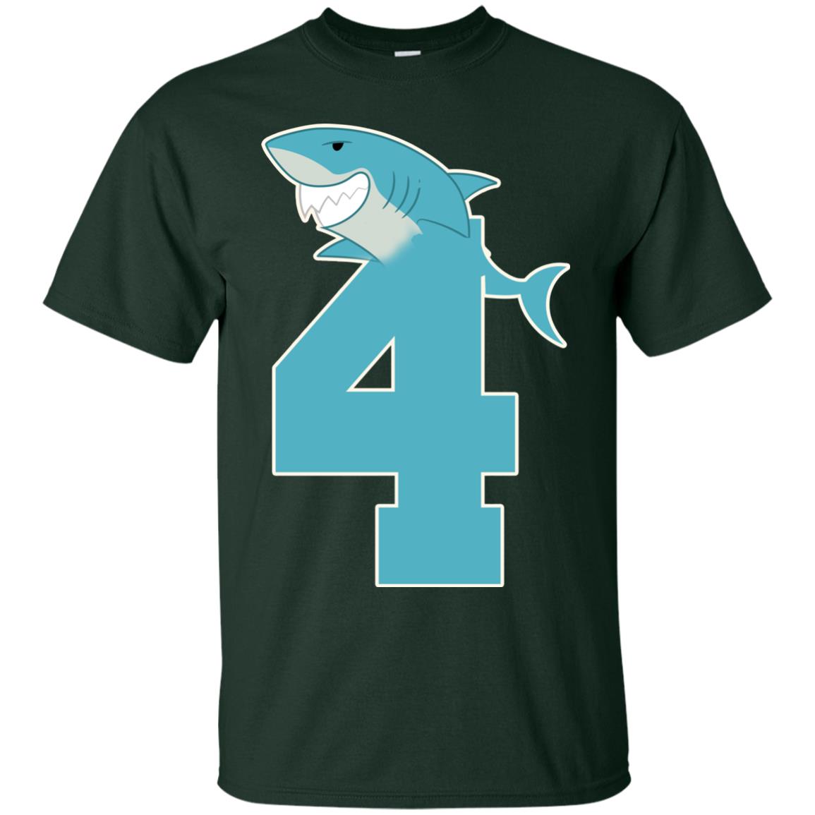 4th Birthday Shark Party Shirt Forest