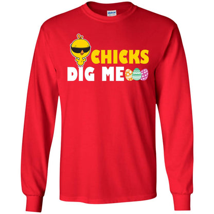Chicks Dig Me Funny Chicken Shirt For Easter Day Red