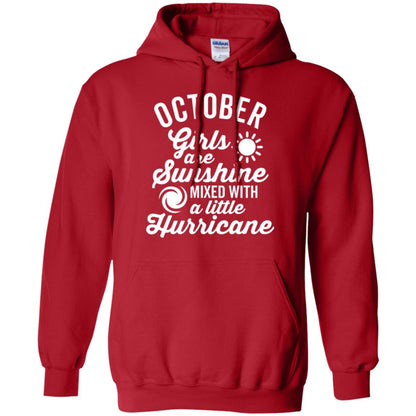 October Girls Are Sunshine Mixed With A Little Hurricane T-shirt Red