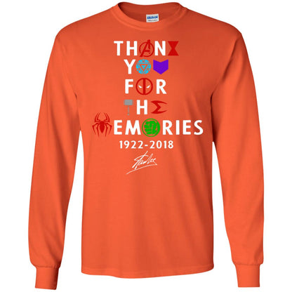 Thank You For The Memories Stan Lee Movie Hero Fan Shirt Orange