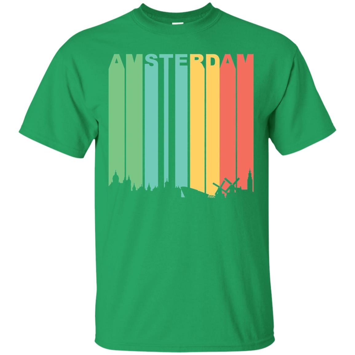 Retro Amsterdam Netherlands Cityscape Downtown Skyline Shirt Irish Green