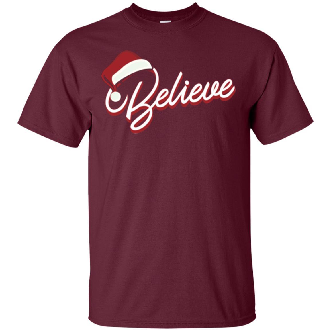 Christmas T-shirt Believe In Santa Claus Maroon